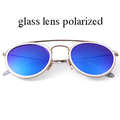 3647 Round double bridge sunglasses polarized men women 51mm mirror gradient glass lens TAC glasses sol gafas occhiali UV400: blue