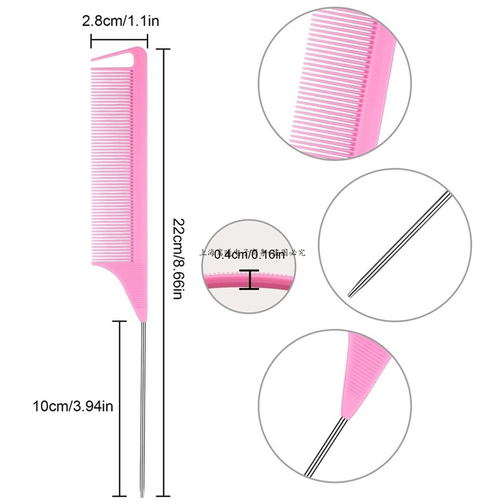 Peigne de séparation pour tresses, peignes taquins avec queue de cheval en acier inoxydable pour coiffure, couleur de coiffure au choix, 12 pièces