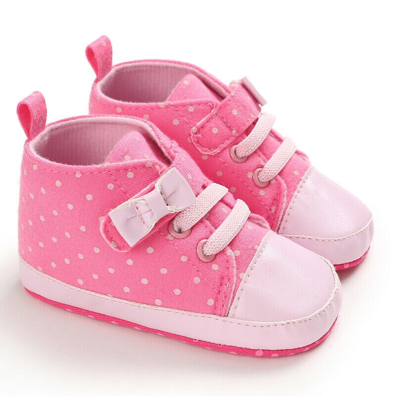 Peuter Baby Jongen Meisje Dot Canvas Zachte Tong Schoenen Sneakers Baby Babyschoenen: Rood / 0-6 months