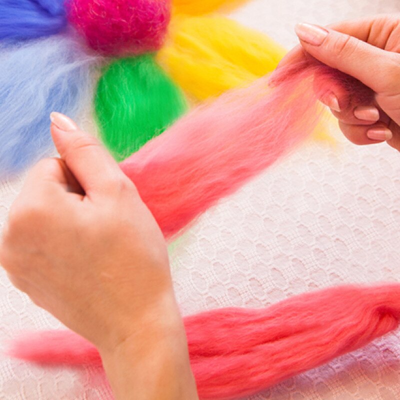100g Felting Wool Material Fibre Wool Soft Roving Wool Fibre Needle Felting Doll Needlework Christmas Felt Animals Diy Crafts