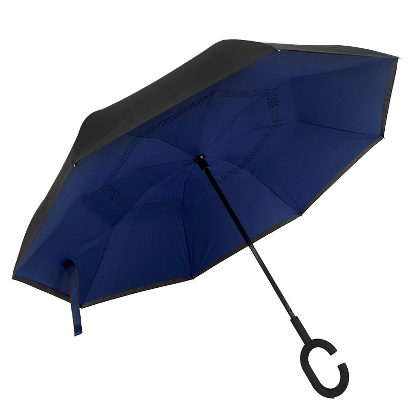 Fancytime paraguas de lluvia inverso para mujer plegable de doble capa para hombres soporte autónomo paraguas de mujer paraguas invertido a prueba de viento: 736