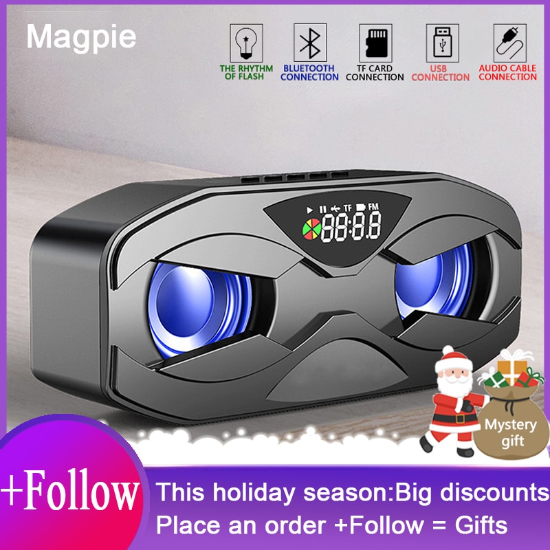 M8 Cool Robot Bluetooth Speaker LED Rhythm Flash Wireless Loudspeaker FM Radio Alarm Clock TF Card Support Subwoofer M5