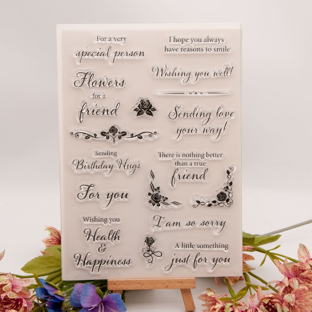 1pcs Special Person Wihs You Well with Love Sympathy Congratulations Wishes Words Clear Stamps for Card Making and Scrapbooking
