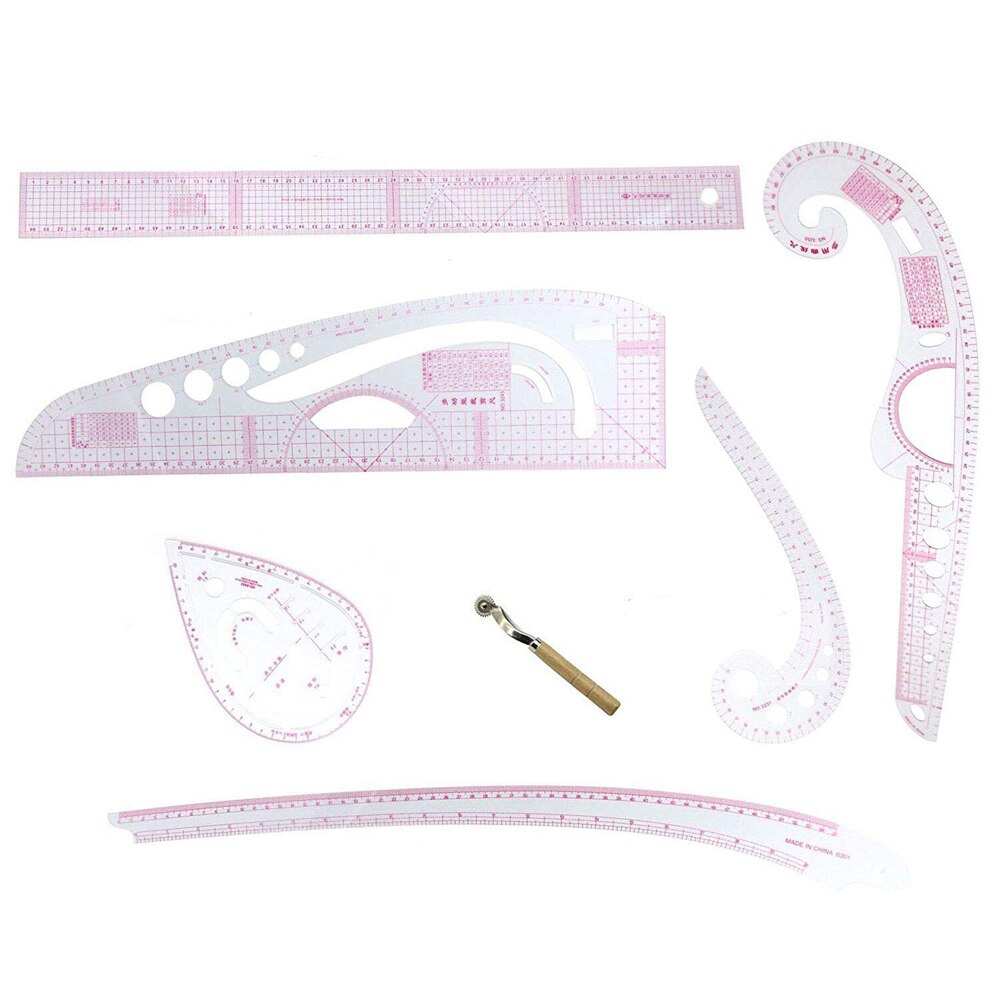 7pcs Sewing Ruler Curve Set Cutting Ruler Yardstick Sleeve Dress Curve Cut Cutting Knife Ruler Sewing Tools