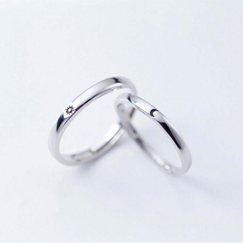2 stk blader kjæresteparringer satt sol og måne minimalistisk justerbar ring for menn kvinner forlovelse #39 smykker: 6