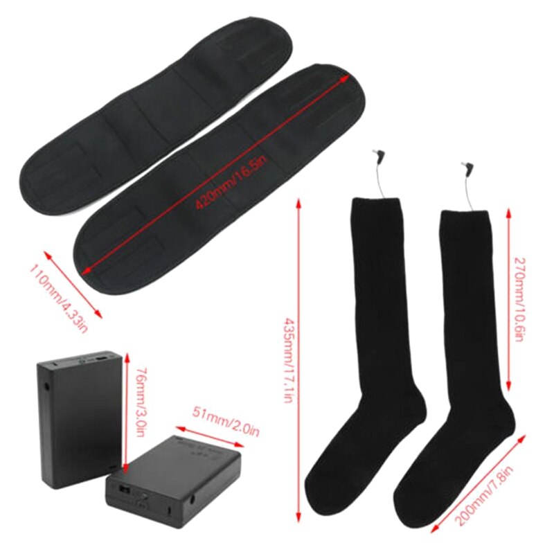 Calcetines calefactores eléctricos para hombre y mujer, calcetines largos de algodón con calefacción, funciona con pilas, almacenamiento térmico