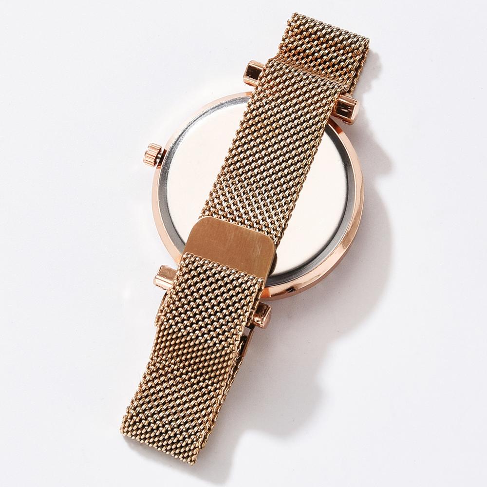 5 pièce/ensemble de luxe femmes montres ciel étoilé aimant boucle Bracelet montre-Bracelet chiffre romain Simple horloge