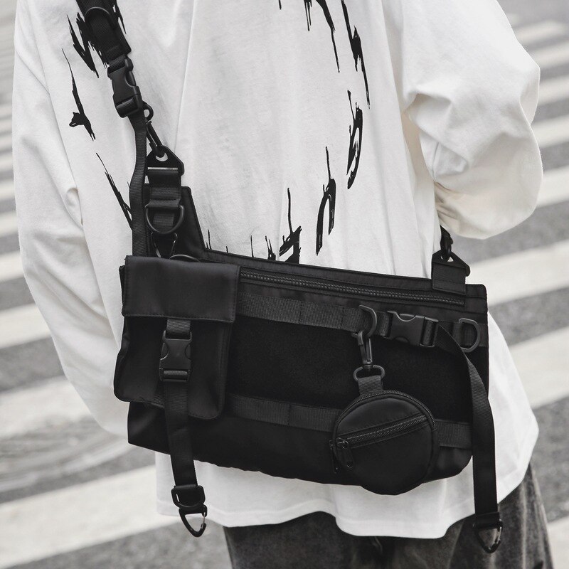 Nicho design japonês escuro vento funcional saco de ferramentas retro mensageiro saco coréia ins rua mensageiro saco grande capacidade