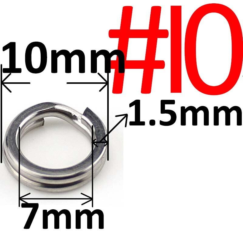 100pcs pesca in acciaio inossidabile anello diviso pesca resistente doppio ovale anelli divisi connettore accessori da pesca per gancio richiamo: 10