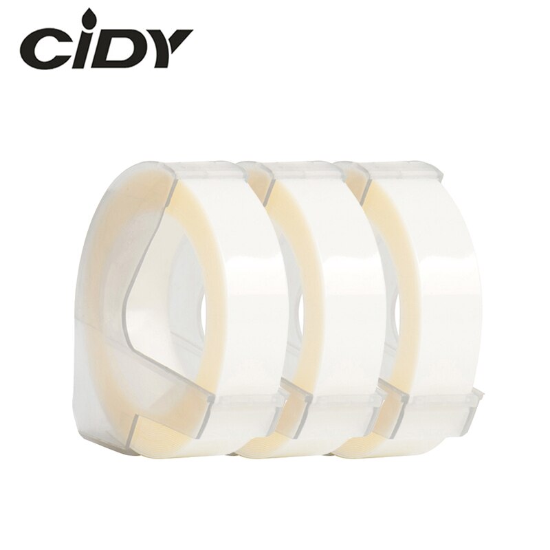 CIDY 3 rolls 9mm *3m Clear Color Dymo 3D Plastic Embossing Tape for Embossing Label Maker DYMO 1011 1610 12965 MOTEX E101