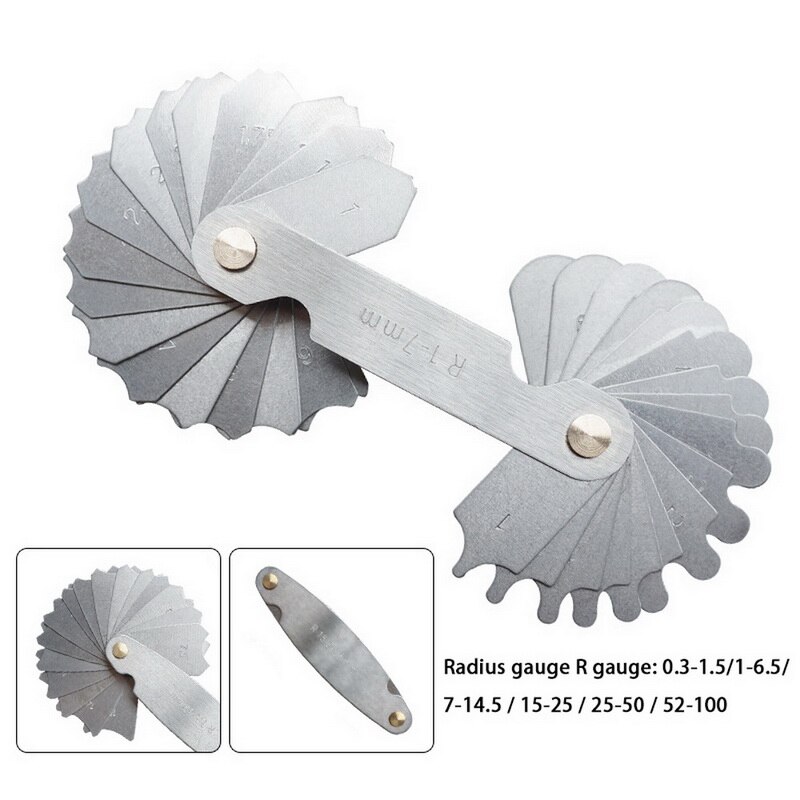 1PCS Radius Gauge Stainless Steel Radius Fillet Dauge Measuring Tool R gauge Model Radius Gauge R Gauge ^_^