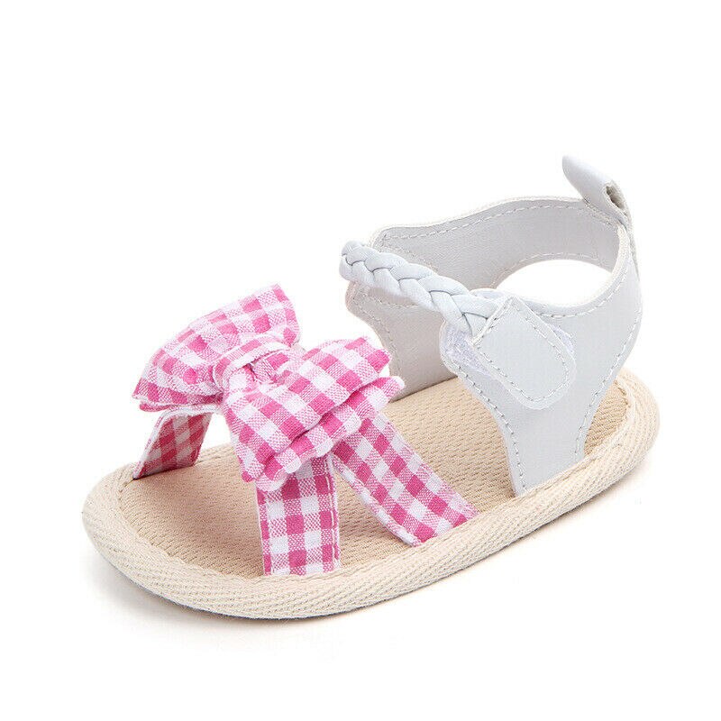 Girl Baby Bowknot Sandals Newborn Infant Casual Outdoor Princess Velcro Soft Sole Crib Shoes Skid-Proof 0-18 Months: Pink / 13-18 Months