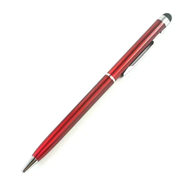 20-200 pennen per pakket Mini metalen 2-in-1 Stylus Universele balpen Aangepast logo Tekstgravure Kantoor School Reclamepen