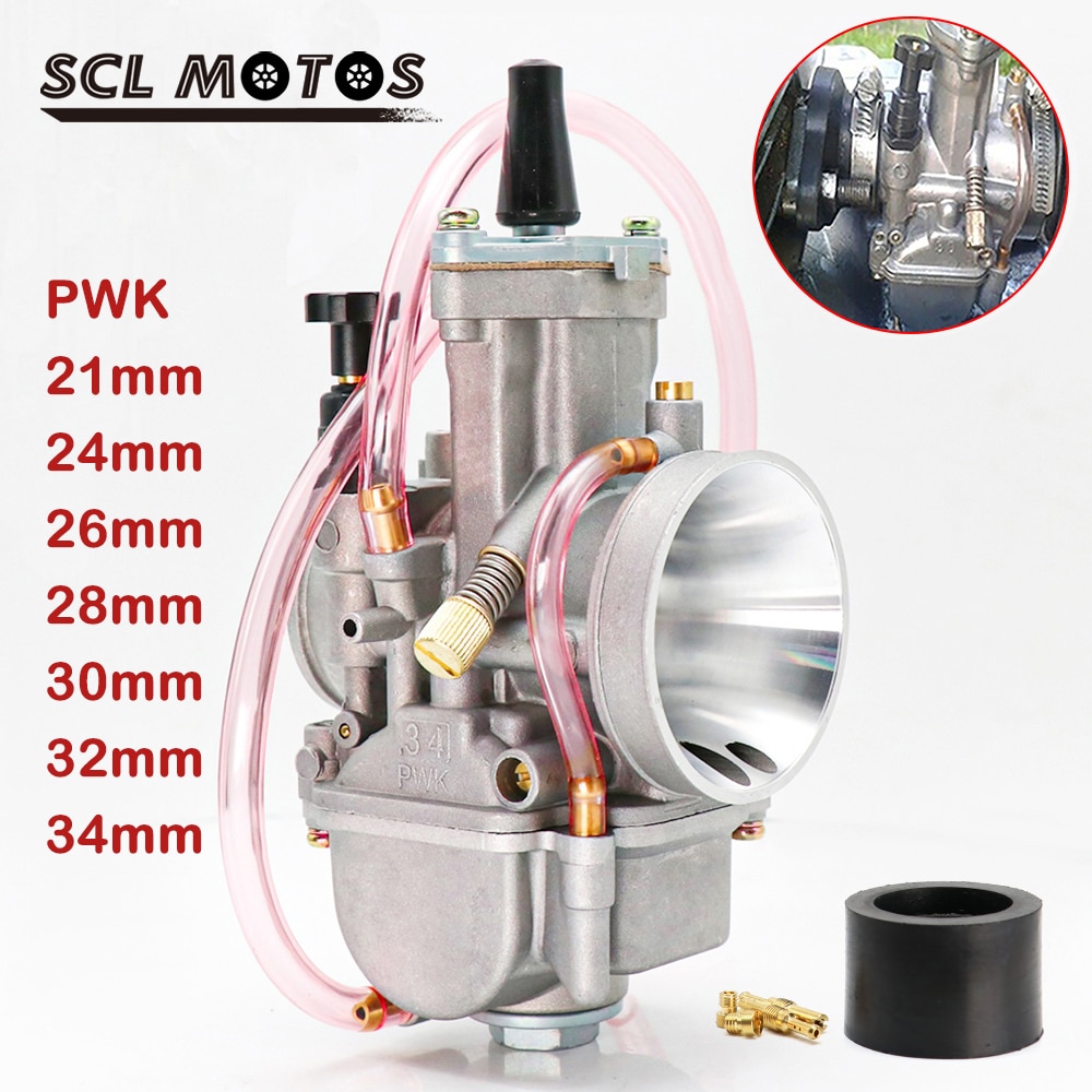 SCL MOTOS-carburador PWK para motocicleta, 21, 24, 26, 28, 30, 32, 34mm, con Power Jet para 2T, 4T, Keihin, Koso, PWK, 75cc-250cc