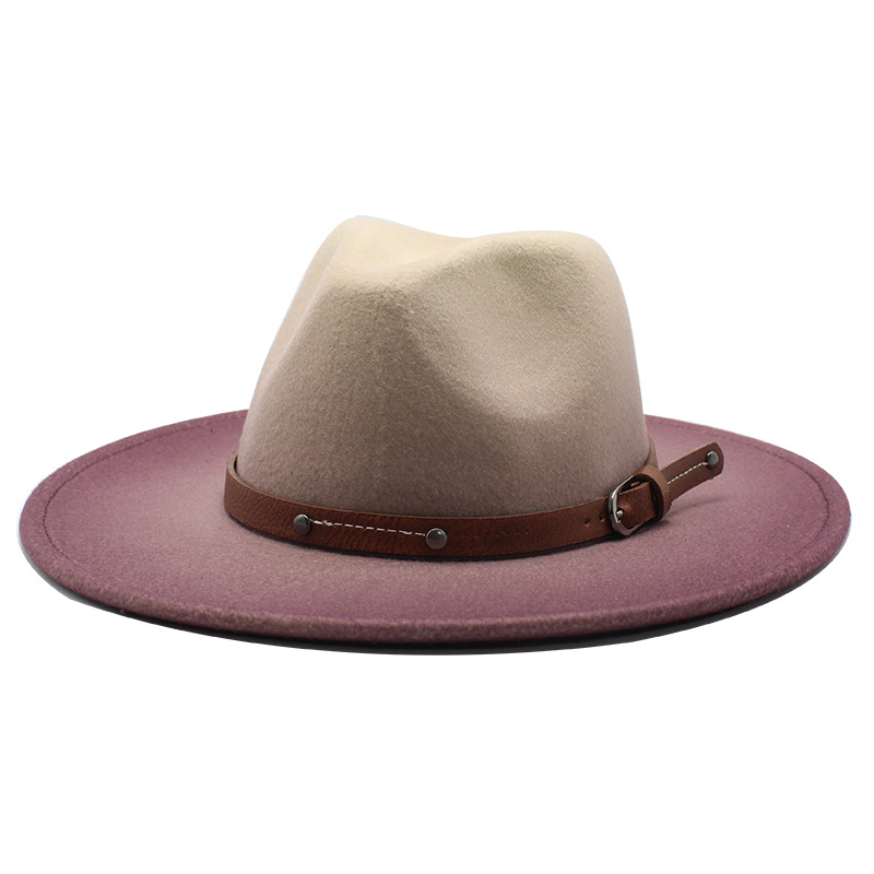 Imitation Woolen Women Men Ladies Fedoras Top Hat Jazz Caps European American Round Caps Bowler Hats: Purple