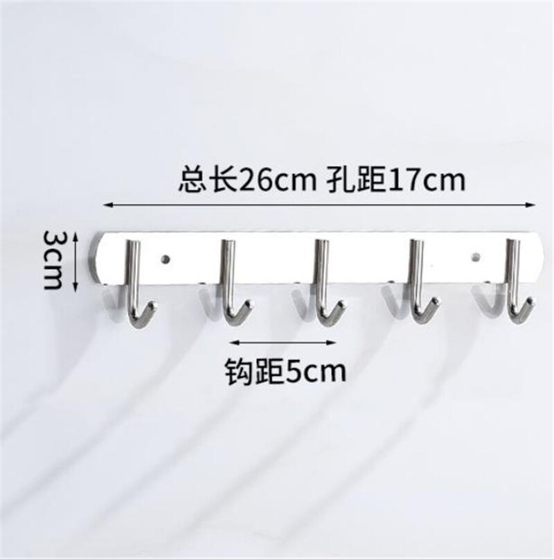 Bathroom Hooks Stainless Steel Hooks Towel Hat Hook Door Hanger Wall Mounted Clothes Coat Hook Round Robe Hook 1-7Hooks E11768: D