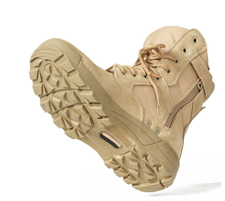 Bottes militaires en cuir pour hommes, en daim de vache, pour combat au sable, avec fermeture éclair, sangle à la cheville, botte tactique solide, automne