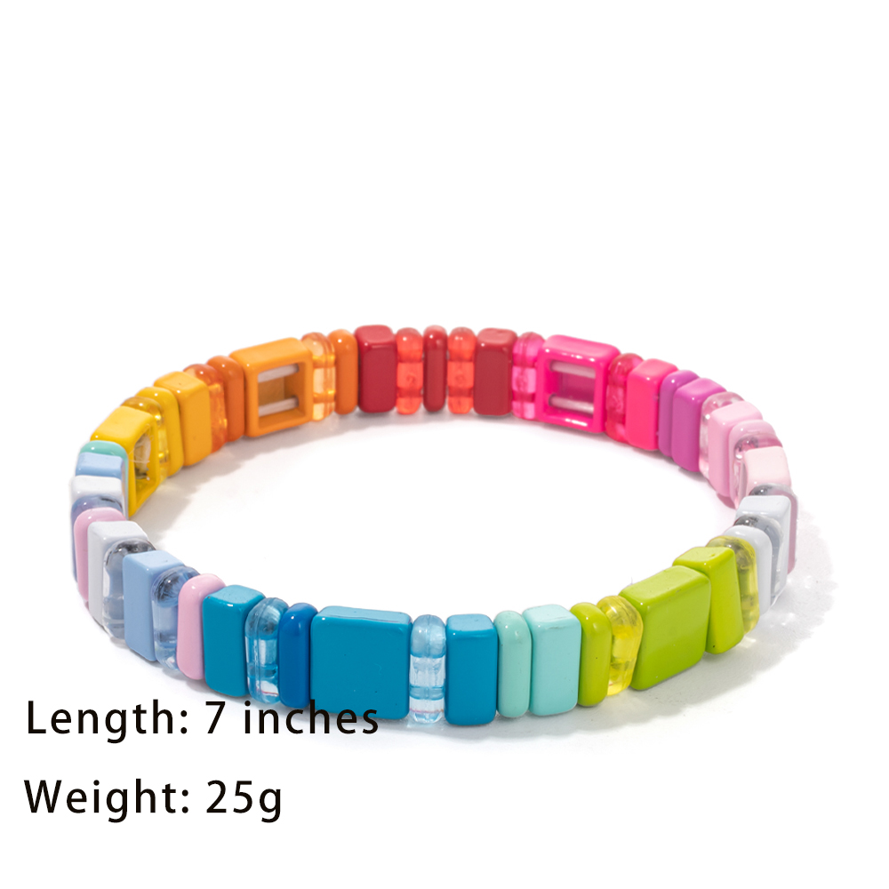 2022 Nuovo design Braccialetti Elastici Colorati per Le Donne Rianbow Acrilico Lucido Braccialetti Braccialetti di Metallo Della Boemia Perline Gioielli