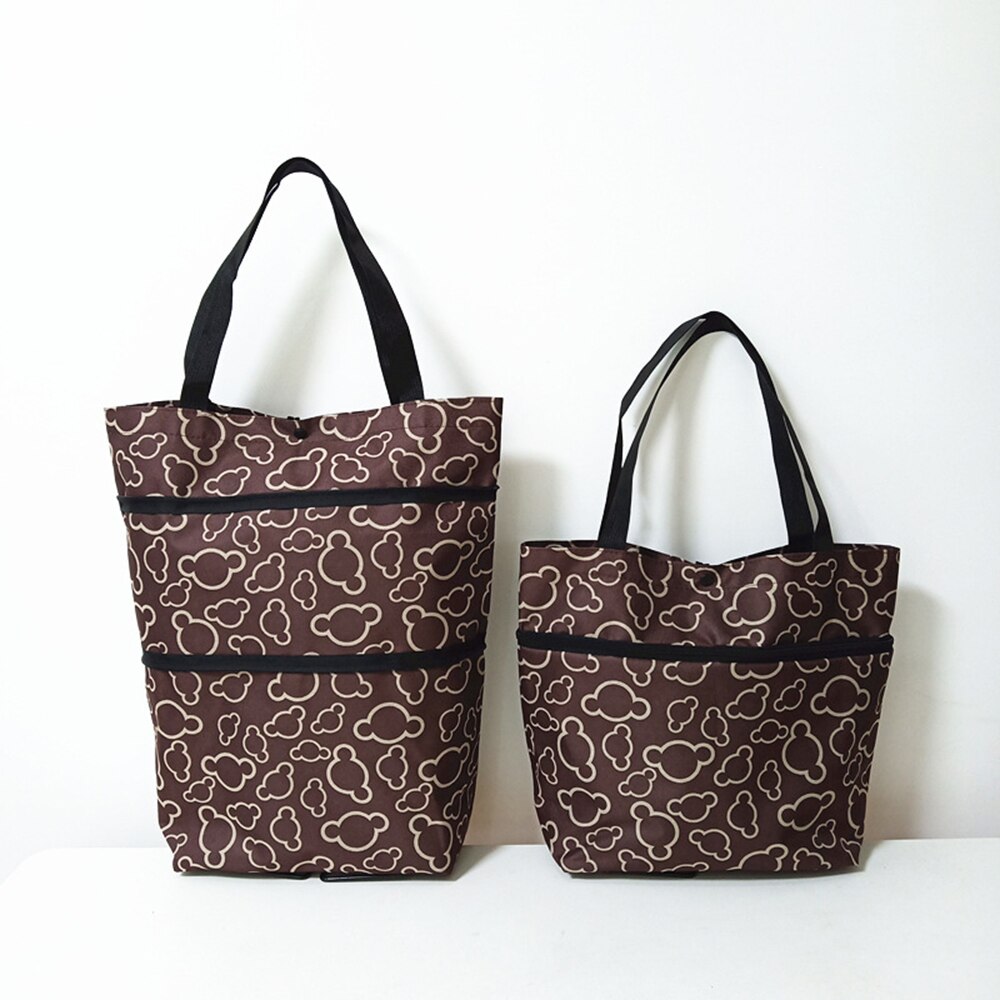 Foldable Shopping Pull Cart Trolley With Wheels Shopping Bags Reusable Grocery Food Vegetables Eco Large Waterproof Storage Bag: Style 2 G