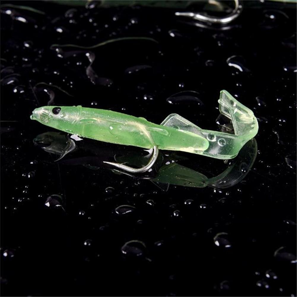 10pcs/lot Luminous Fish Eel Lures with Hook 5.5/7cm Artificial Soft Baits Lead Jig Lure Head Worm Barbed Hook Fishing Tackle D25