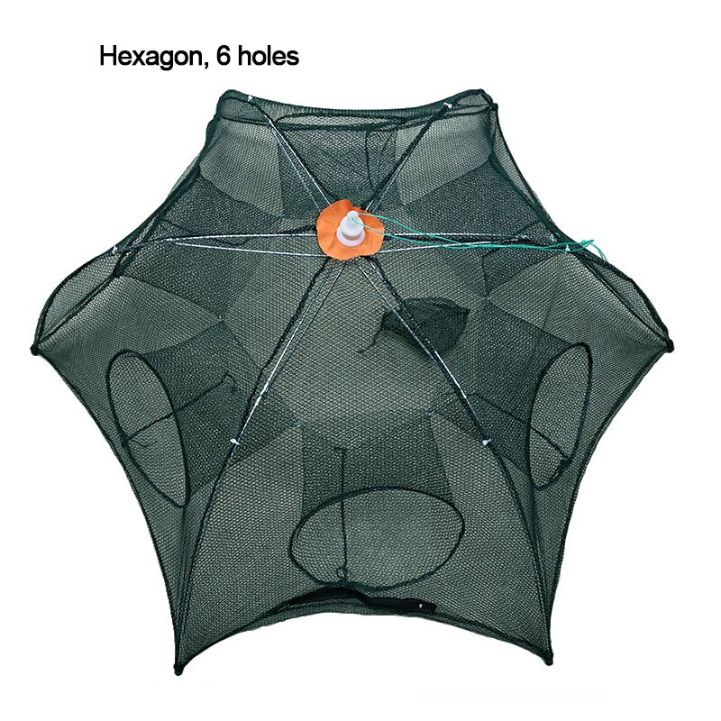Fishing Net 4-12 Holes Umbrella Automatic Shrimp Cage Nylon Foldable Crab Fish Trap Net Cast Folding Fishing Network