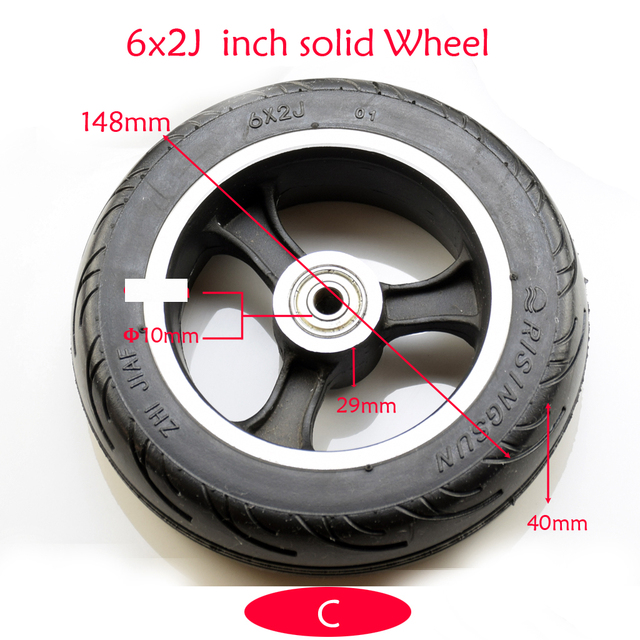 Roue avant universelle pour trottinette électrique, 5 pouces, 6 pouces, 6x2, avec roulement, solide, gonflable, 8/10mm, trou d&#39;essieu, chariot