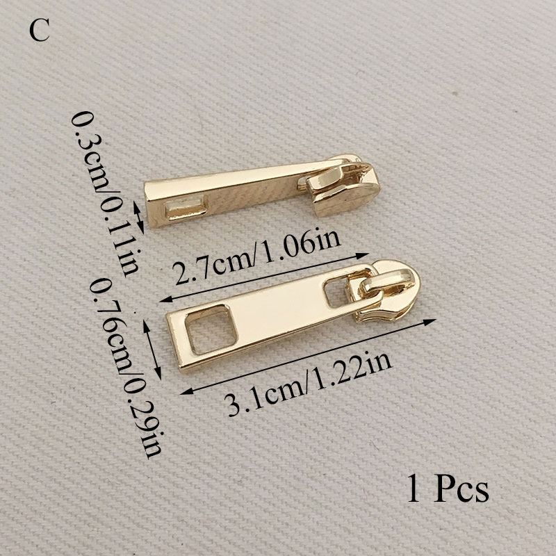1Pcs 3# Gold Plated Fix Zip Puller/Zipper Pull Sliders Zip Head Zipper Repair Instant Removable For DIY Sewing Craft: Gold C