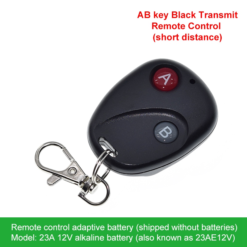 433Mhz RF Remote Control Wireless Switch DC 5V 12V 1CH 2Way Relay Receiver and 2CH Transmitter For Door Electromagnetic Lock: black