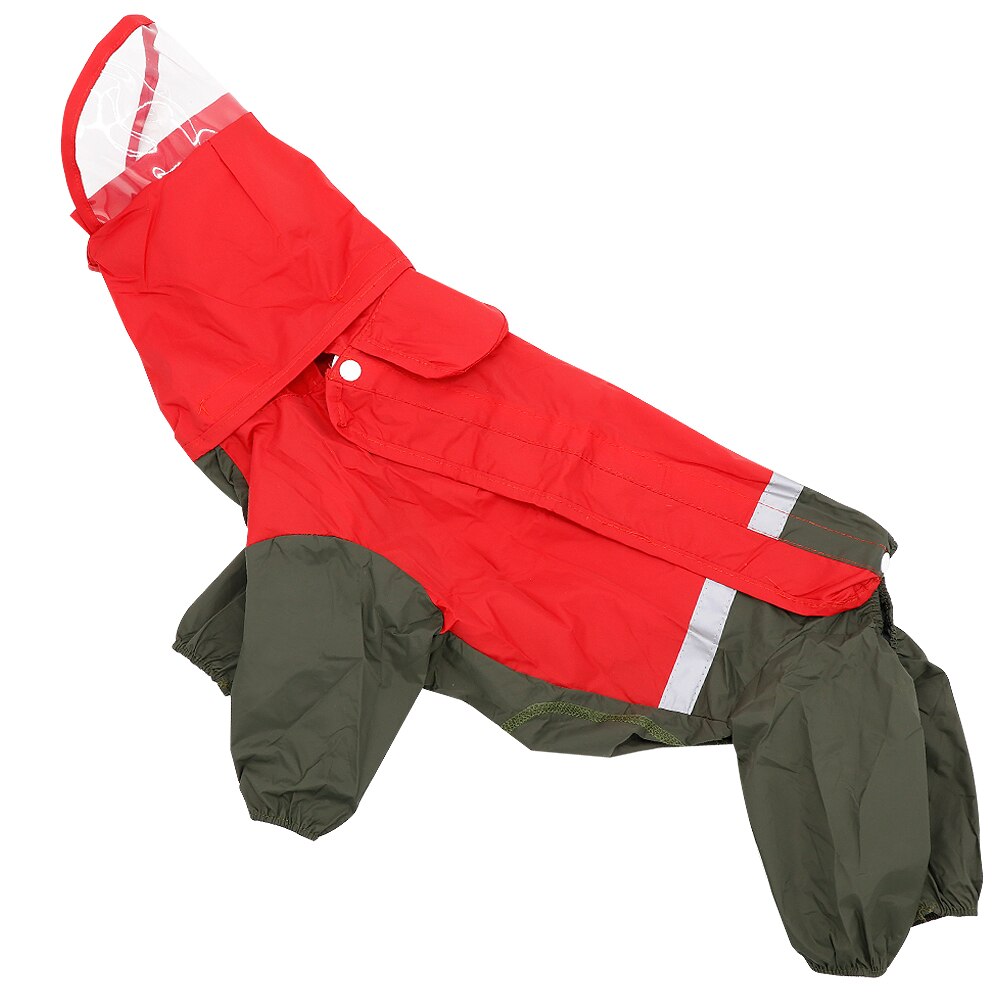 Hund regnfrakke reflekterende vandtæt hund samlet hætteklædt tøj hund regnfrakke kappe til lille mellemstort kæledyr golden retriever: Rød / 18