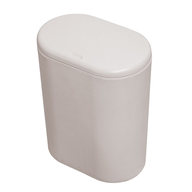 Mrosaa Plastic Narrow Type Kitchen Trash Can Toilet Press Type Waste Bin Dustbin Bathroom Trash bin Basket Garbage Bucket: White