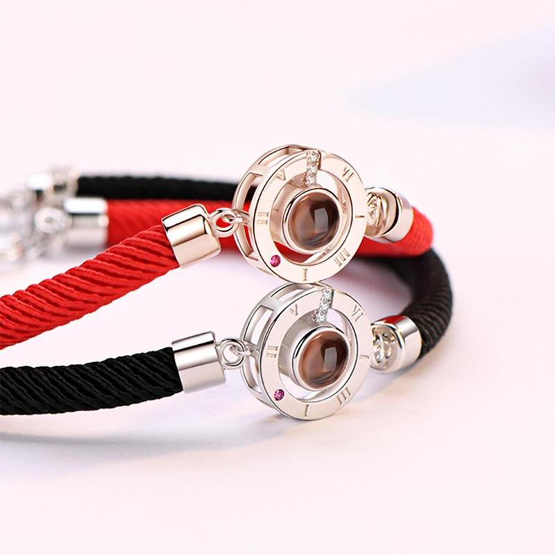 Mode Paar Armband 100 Talen Projectie Sieraden Hart Geheugen Paar Handgemaakte Rode Touw Armband