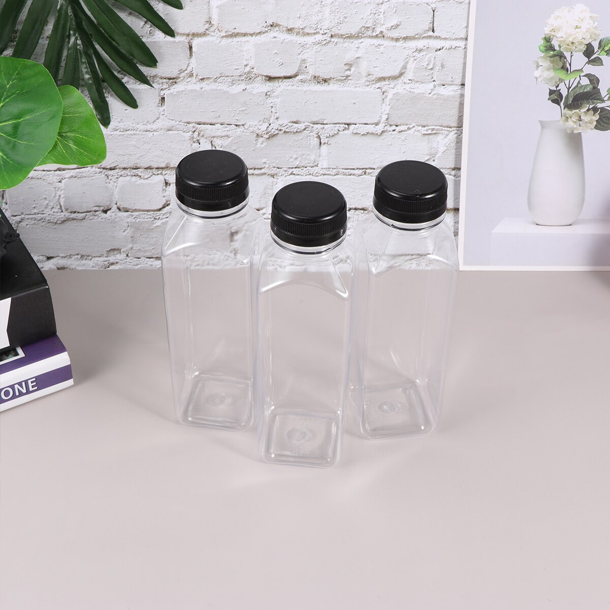 10PCS 400ml Transparent Empty Storage Containers Disposable PET Bottles with Lids for Beverage Drink Bottle Bottle Jar (Bl: Default Title