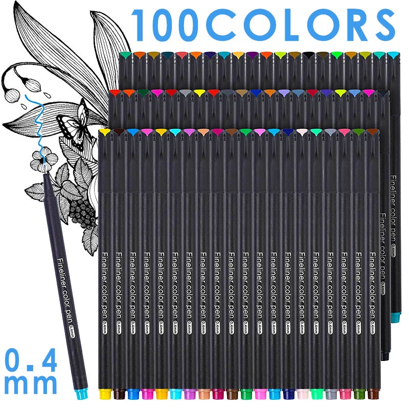 100 farver journal planner markør penne farvede fine spids kuglepenne fineliner pen til bullet journaling skrive skole kunst forsyninger