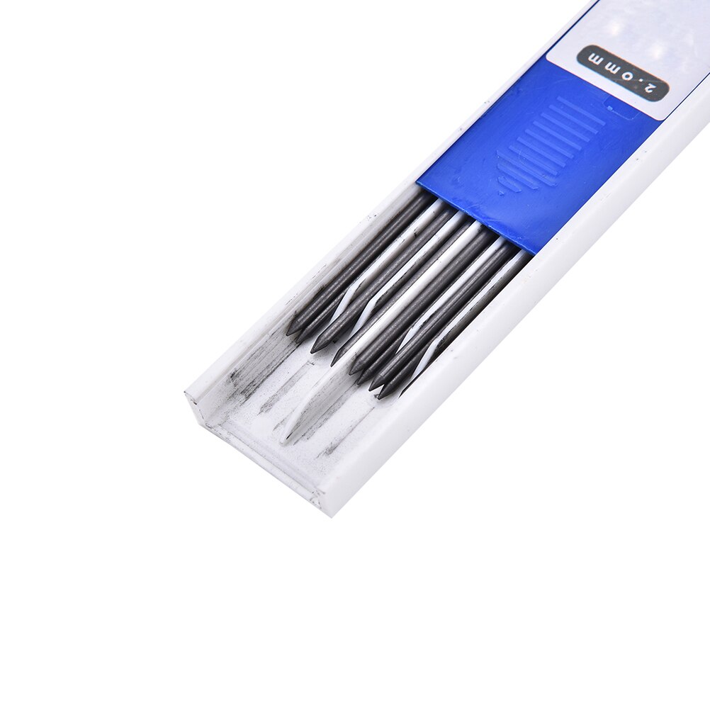 2B Plastic 1 Set 2mm Metal Shell Automatic Mechanical Lead Pencils Draw Drafting Pencil With 12 Leads Refills Size: 153x8.5mm