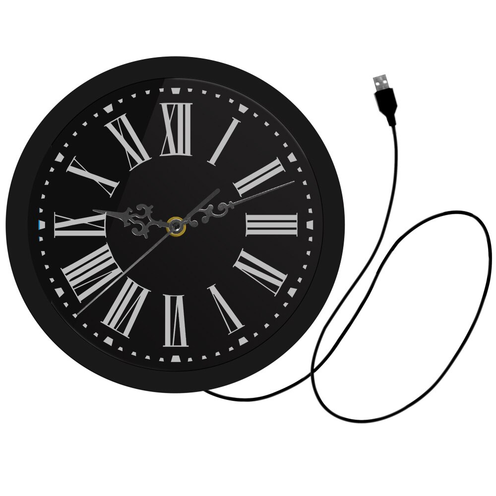 Led Verlichting Wandklok Modern Romeinse Cijfers Mute Vintage Opknoping Pug Led Backlight Acryl Edge Lit Horloge Horloge