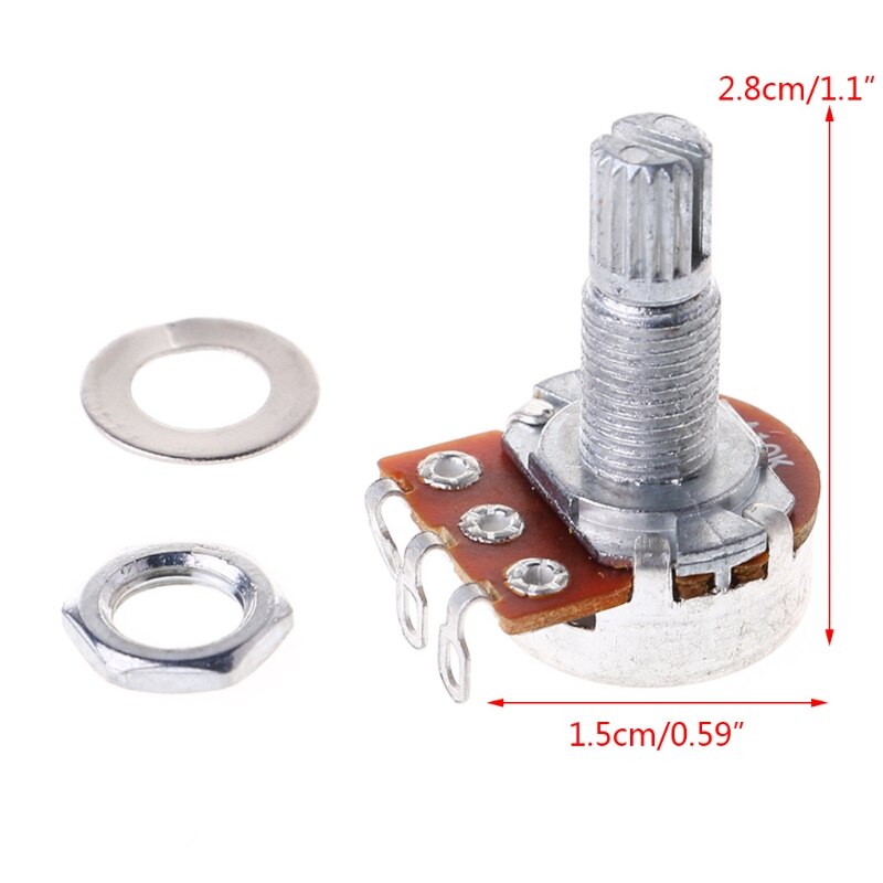 Potenciómetro A10K, potenciómetro estriado, efecto de bajo eléctrico, amplificador de volumen, eje de 18mm, piezas N1HF