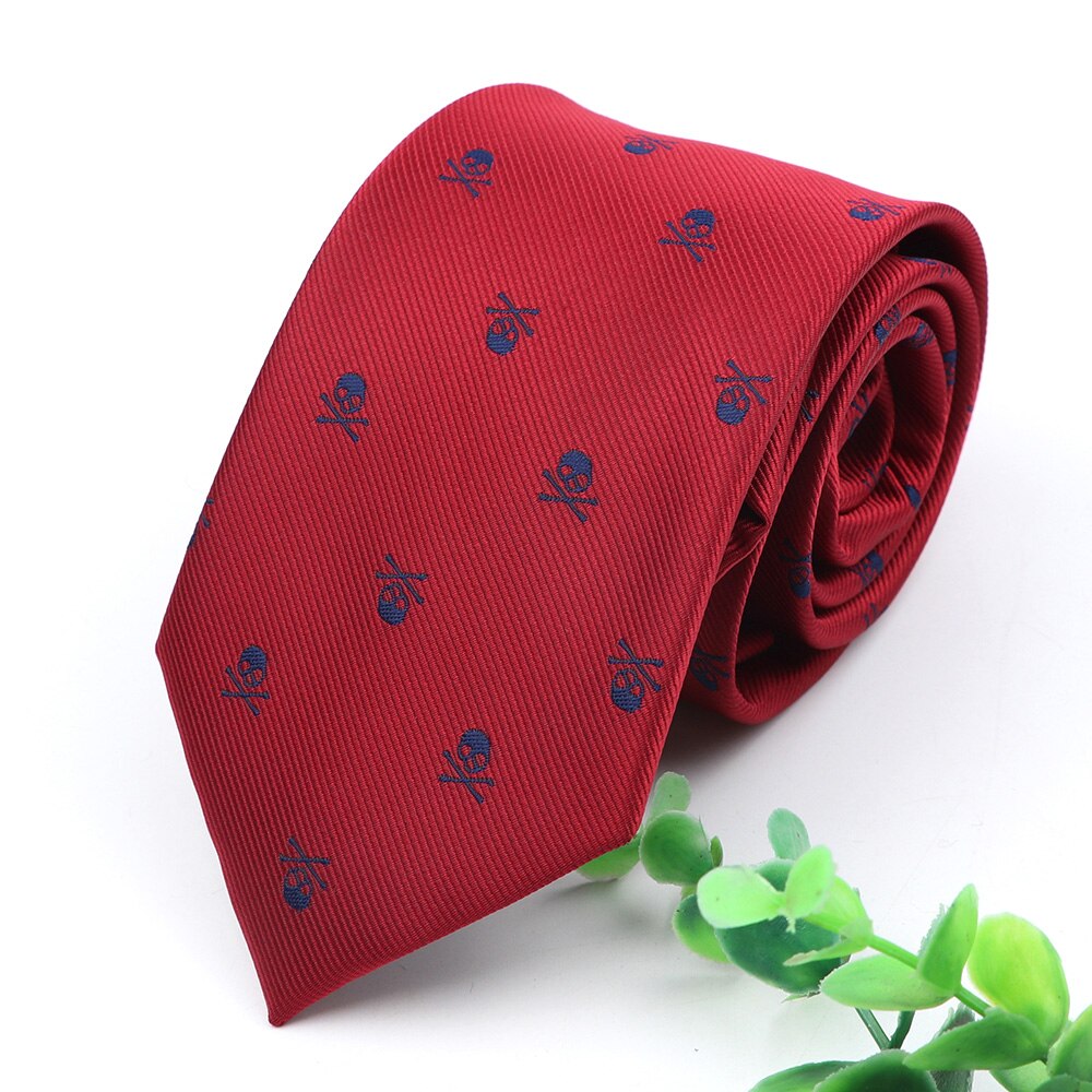 Skull Ties For Men Casual Slim Classic Polyester Neckties Man Tie for Wedding Halloween Party Male tie Neckwear: Tie 8cm-5