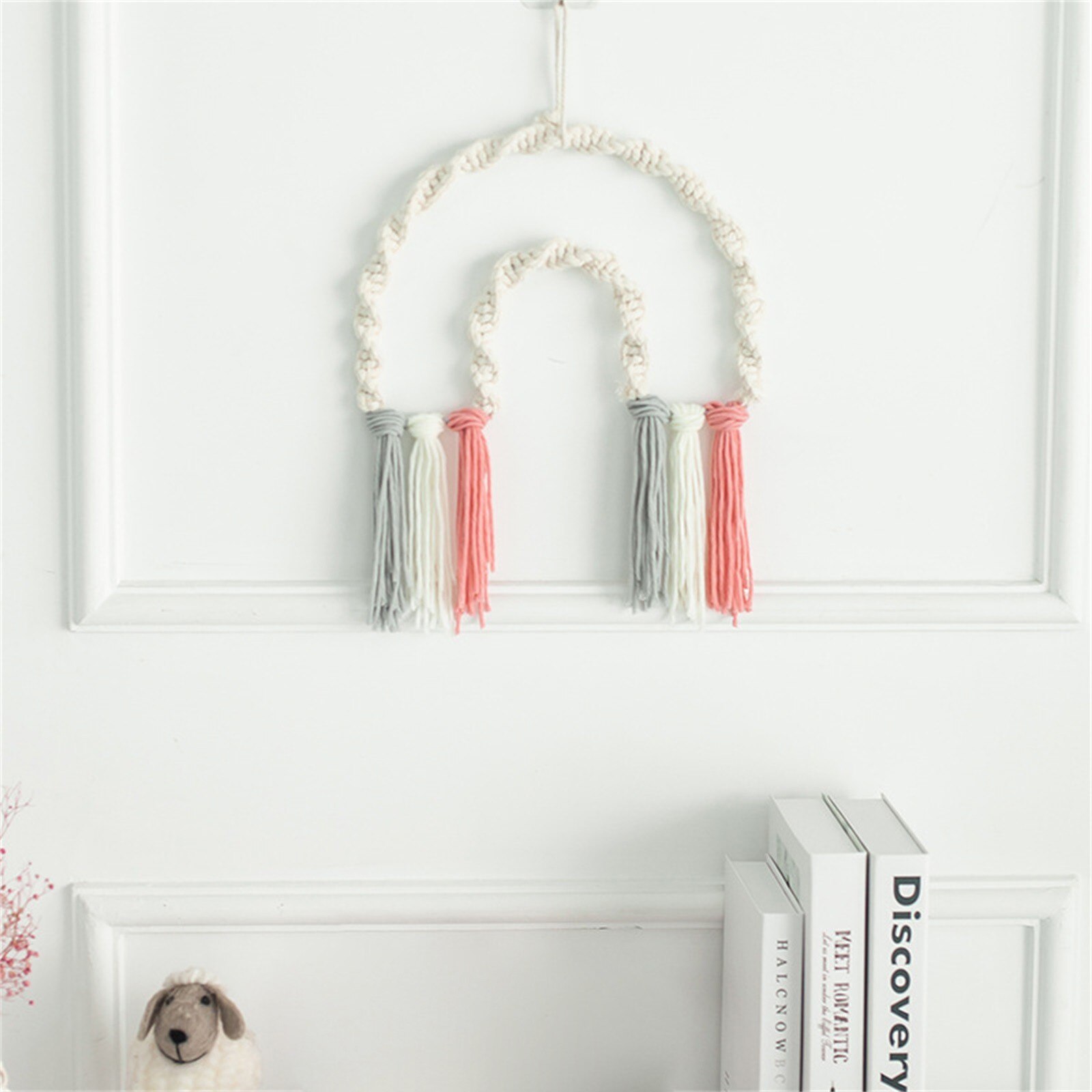 4 # Diy Touw Regenboog Muur Opknoping Decoratie Handgemaakte Geweven Regenboog Decoratie Nordic Ornament Babykamer Accessoires Woonkamer