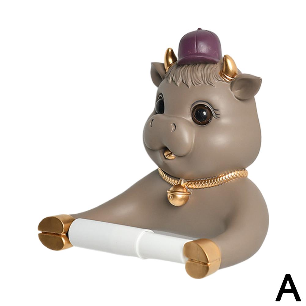 Lustiger Toilettenpapierhalter, Taschentuchrollenhalter, Wandmontage, 3D-Tierständer, Spender, Organizer für Küche, Hotel, Waschraum: Weiß