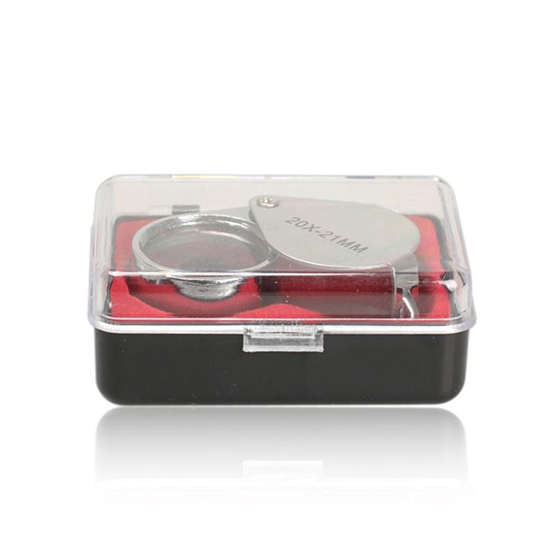 Mini Loupe 20X-21mm Loupe Loupe Triplet bijoutiers oeil avec lumière LED ultraviolette bijoux en verre diamant Loupe