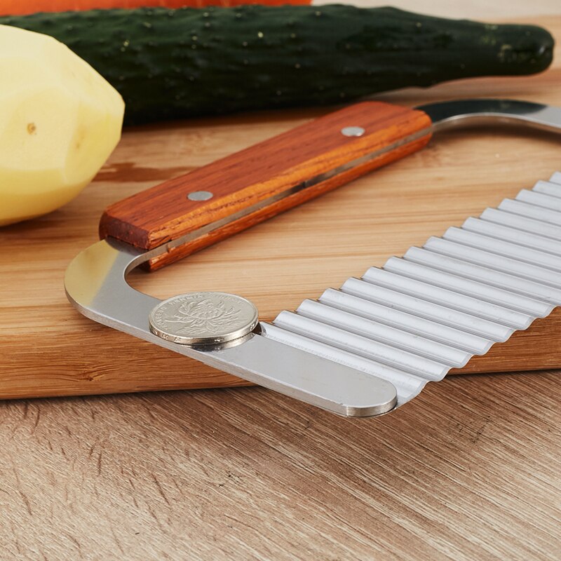 Wellenförmige kräuseln Edelstahl Schneiden Werkzeug Serrator Salat Hacken Messer und Gemüse Französisch Braten Schneider Stahl Klinge