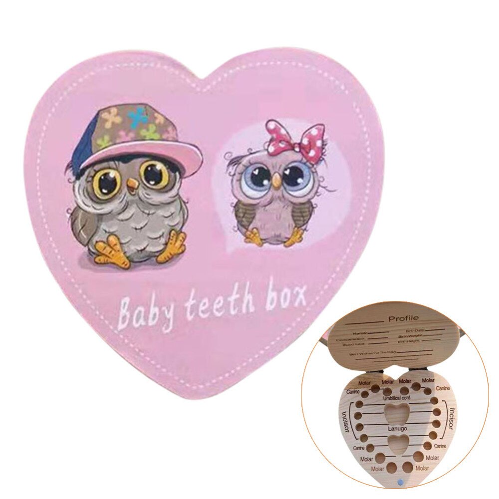 Caja para dientes de leche en forma de corazón de madera, recuerdo para niños, caja para guardar dientes de bebé, Mini cajas de almacenamiento para dientes para niños,