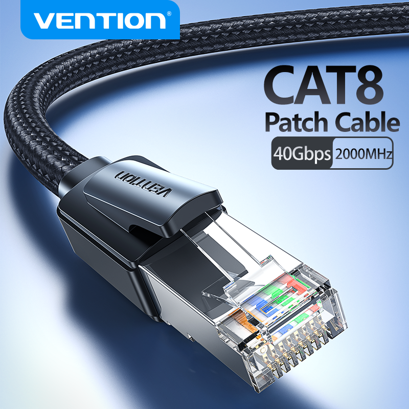 Vention cabo ethernet cat8 40gbps algodão trançado rede lan patch cord para pc modem portátil ps 5/4 roteador rj45 cabo ethernet