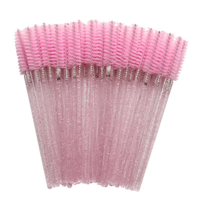 50 Stks/pak Crystal Wimper Make-Up Kwasten Nylon Handvat Mascara Wands Wegwerp Wimper Wenkbrauw Extensions Tools Goede Set