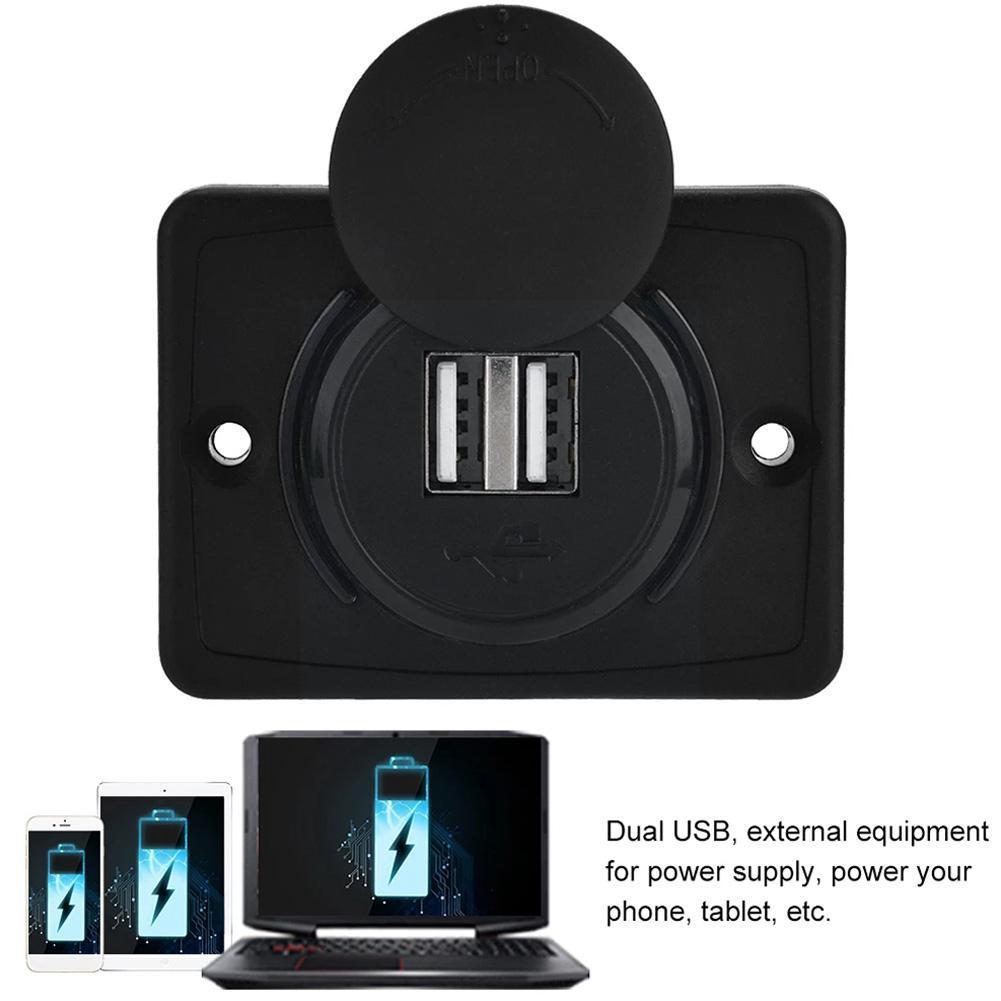 Cargador Universal de nailon para coche, accesorios impermeables de DC 12-24V 3.1A para coche, autobús, barco, Camper, caravana, USB Dual, J0I9