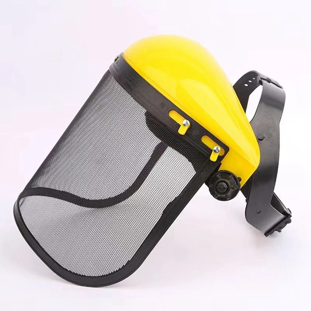 Splash Prevention Electric Cutting Gardening Protection Mesh Face Shield Protective Mask Chainsaw Helmet Safety Helmet: Yellow