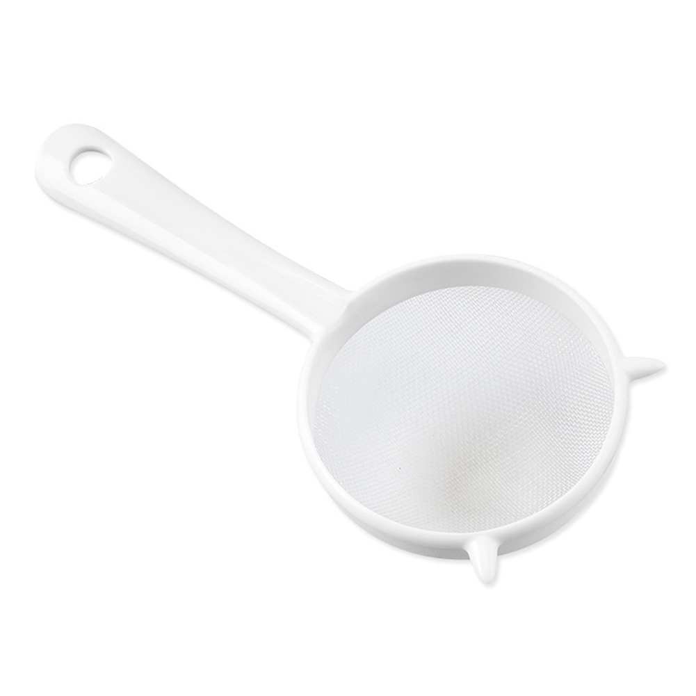 Colador de malla fina de plástico multiusos, colador de harina con mango para zumo, herramienta de té, utensilios de cocina