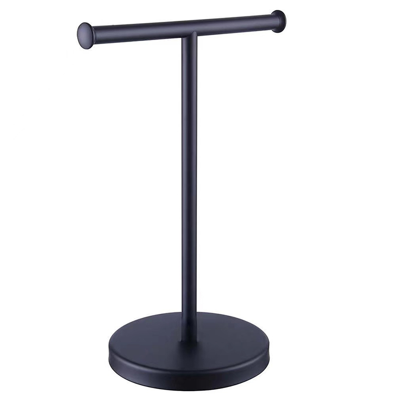 Movable Free-Standing Hand Towel Holder Standing Tree Rack 304 stainless steel Black Bath Towel Stand Bathroom Towel Hanger A: Black