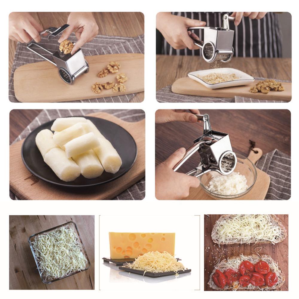 Stainless Steel Rotary Cheese Grater Food Grade Cheese Shredder Cheese Slicers Garlic Grinder Kitchen Accessories