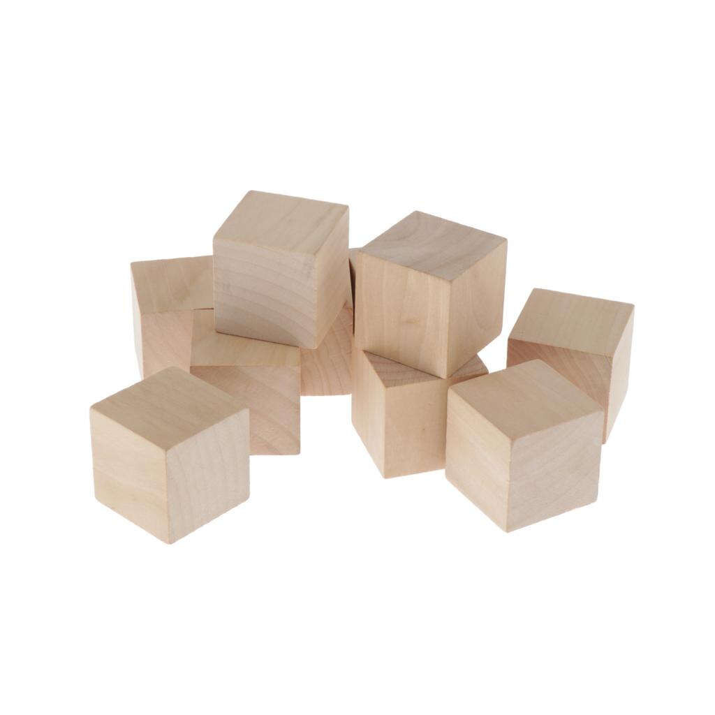 10Pcs Unfinished Craft Wood Cubes Wooden Square Cubes Squares Dice 40mm